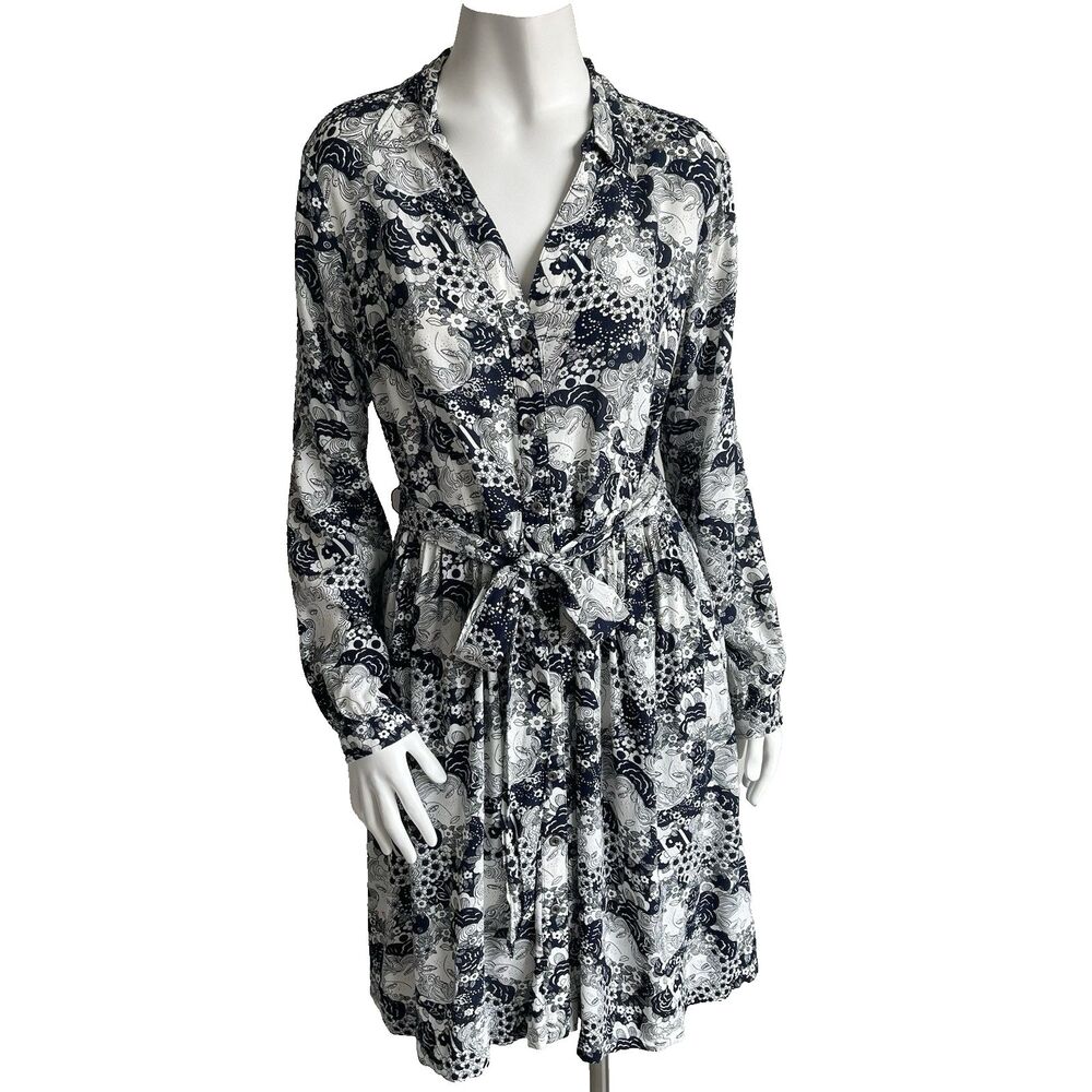 Anthropologie 34 of 52 Conversations‎ Colloquial Faces A-line Shirt Dress US 08